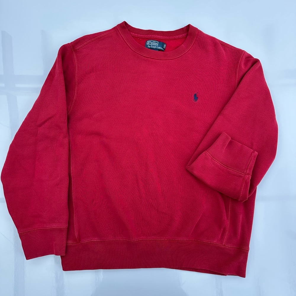 Ralph Lauren Red Crewneck Sweater with Navy Pony